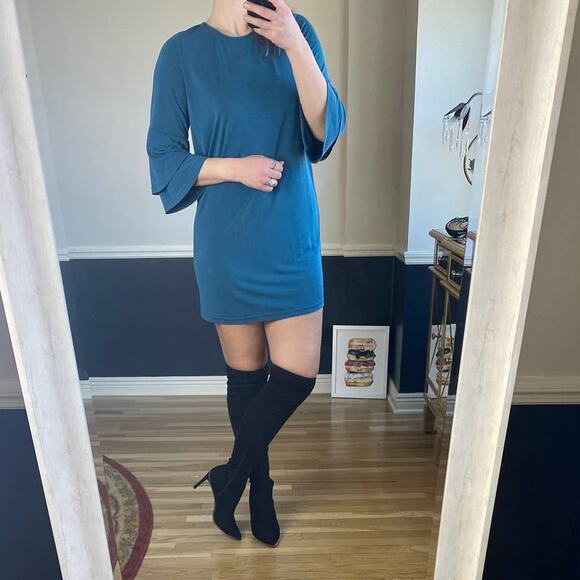 Pleione blue tiered sleeve shift dress size large - Picture 1 of 6